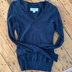 American Eagle Navy Blue V- Neck Sweater